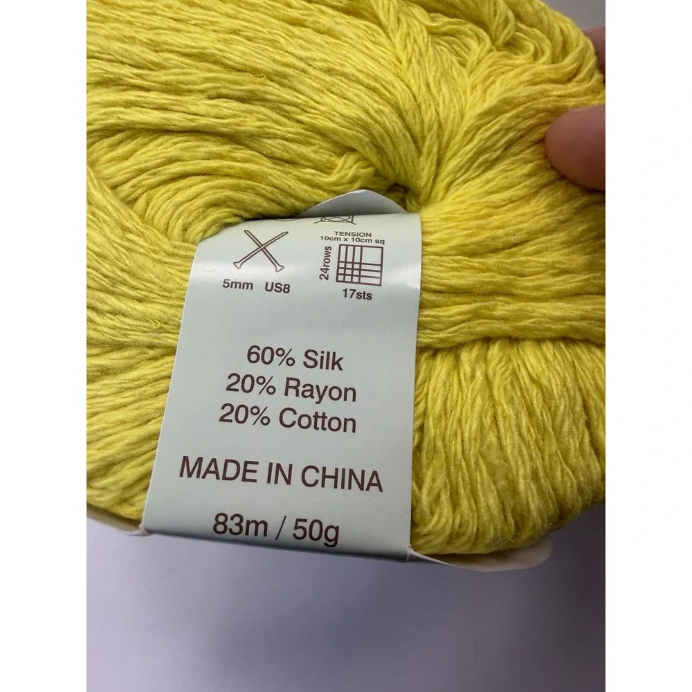 10 Skeins Debbie Bliss Stella Yellow Silk Rayon Cotton